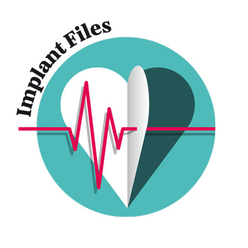 Implant Files-Logo: Puls mit Herz in runder Form