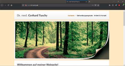Homepage der Arzt-Website.